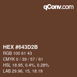 Color code: HEX #643D2B | qconv.com