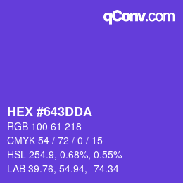 Color code: HEX #643DDA | qconv.com