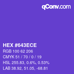 カラーコード: HEX #643ECE | qconv.com
