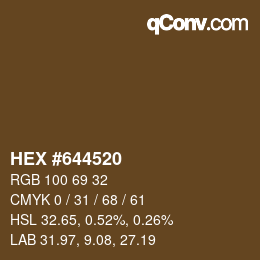 颜色代码: HEX #644520 | qconv.com