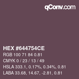 Farbcode: HEX #644754CE | qconv.com