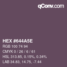 Color code: HEX #644A5E | qconv.com