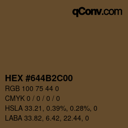 Color code: HEX #644B2C00 | qconv.com