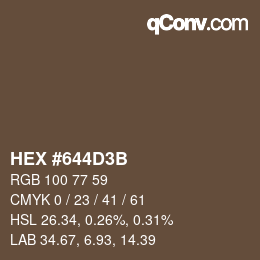 Color code: HEX #644D3B | qconv.com