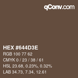 Color code: HEX #644D3E | qconv.com