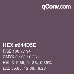 カラーコード: HEX #644D5E | qconv.com
