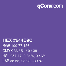 Color code: HEX #644D9C | qconv.com