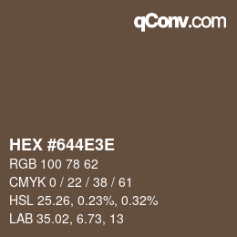 Color code: HEX #644E3E | qconv.com