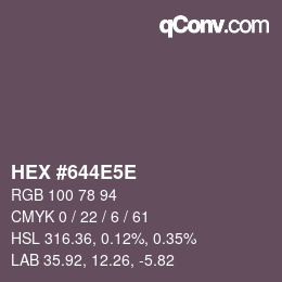 カラーコード: HEX #644E5E | qconv.com
