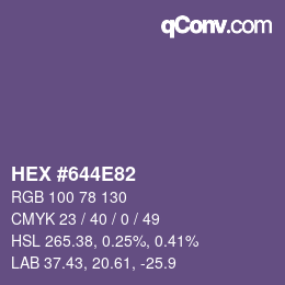 Farbcode: HEX #644E82 | qconv.com