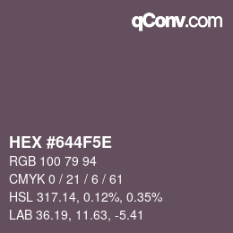 Color code: HEX #644F5E | qconv.com