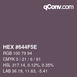 カラーコード: HEX #644F5E | qconv.com