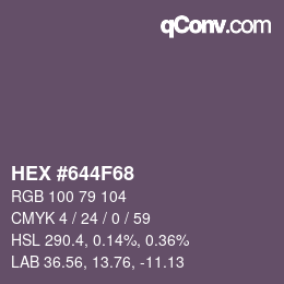 颜色代码: HEX #644F68 | qconv.com