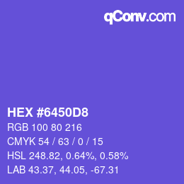 颜色代码: HEX #6450D8 | qconv.com