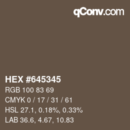 Farbcode: HEX #645345 | qconv.com