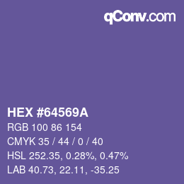 颜色代码: HEX #64569A | qconv.com