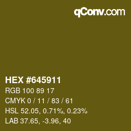 Código de color: HEX #645911 | qconv.com
