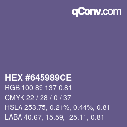 Farbcode: HEX #645989CE | qconv.com