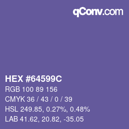 Color code: HEX #64599C | qconv.com