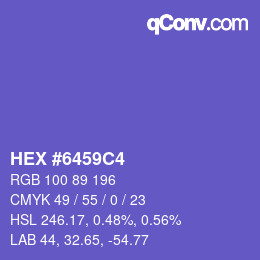 カラーコード: HEX #6459C4 | qconv.com