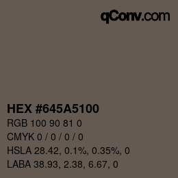 Color code: HEX #645A5100 | qconv.com