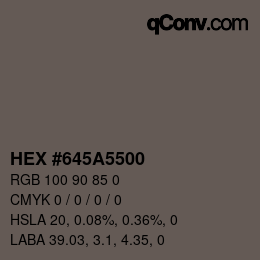 Color code: HEX #645A5500 | qconv.com