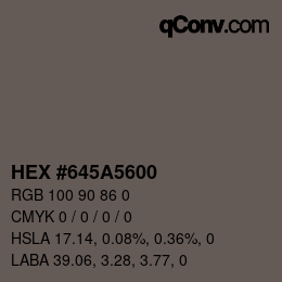 Color code: HEX #645A5600 | qconv.com