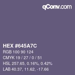 颜色代码: HEX #645A7C | qconv.com