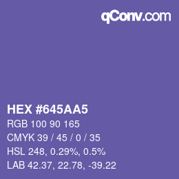 颜色代码: HEX #645AA5 | qconv.com