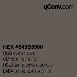 カラーコード: HEX #645B5500 | qconv.com
