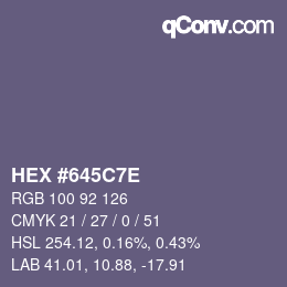 Color code: HEX #645C7E | qconv.com