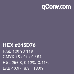カラーコード: HEX #645D76 | qconv.com