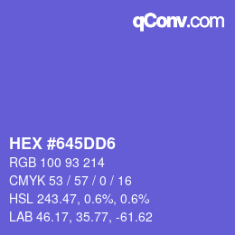 颜色代码: HEX #645DD6 | qconv.com