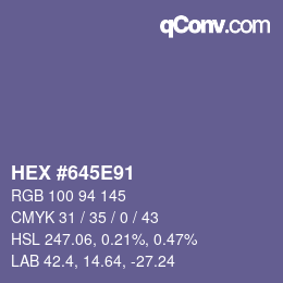 カラーコード: HEX #645E91 | qconv.com