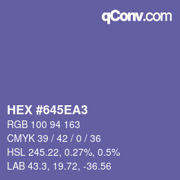 カラーコード: HEX #645EA3 | qconv.com