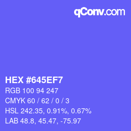 Color code: HEX #645EF7 | qconv.com