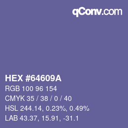 颜色代码: HEX #64609A | qconv.com