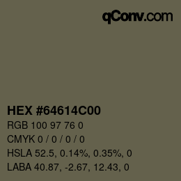 Color code: HEX #64614C00 | qconv.com