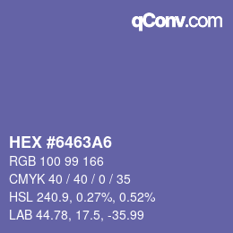 Color code: HEX #6463A6 | qconv.com