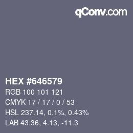 Color code: HEX #646579 | qconv.com