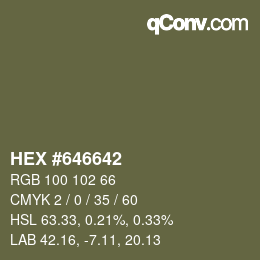Farbcode: HEX #646642 | qconv.com