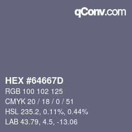 Color code: HEX #64667D | qconv.com