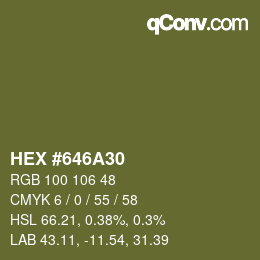 カラーコード: HEX #646A30 | qconv.com