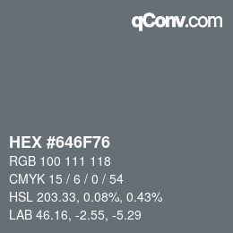 颜色代码: HEX #646F76 | qconv.com