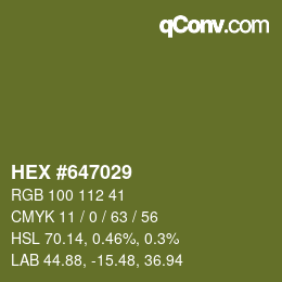 颜色代码: HEX #647029 | qconv.com