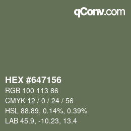 Código de color: HEX #647156 | qconv.com