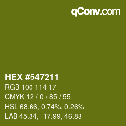 カラーコード: HEX #647211 | qconv.com