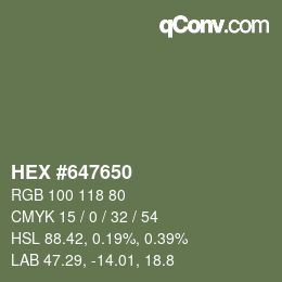 Color code: HEX #647650 | qconv.com