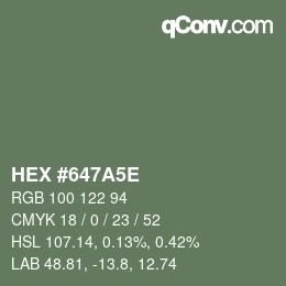 Color code: HEX #647A5E | qconv.com