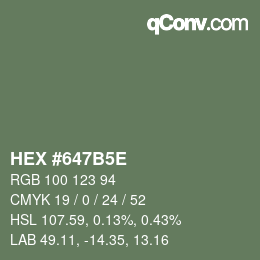 Color code: HEX #647B5E | qconv.com